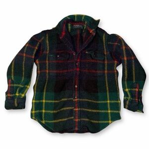 VINTAGE Polo Ralph Lauren Plaid Wool Shacket 90s Preppy Fits Small